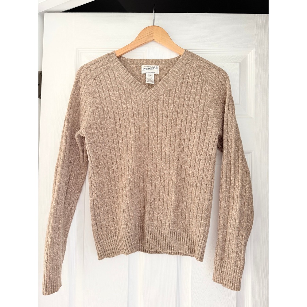 VTG Pendleton Womens Wool Blend Cable Knit Sweater Fisherman Preppy Old Money